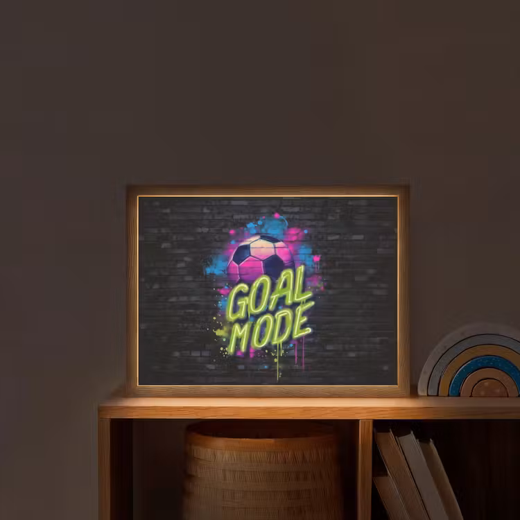 Goal - Mode - Neon - Voetbal Light Box met batterij (Wandlamp kind) middel -sfeer1_kind