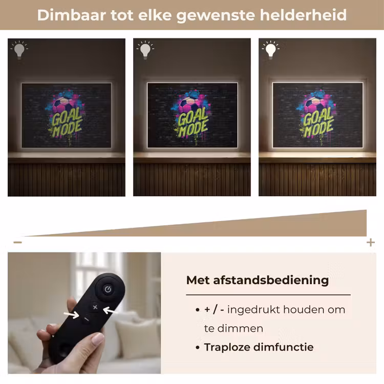 Goal - Mode - Neon - Voetbal Light Box met batterij (Wandlamp kind) middel -USP_dimbaarNL
