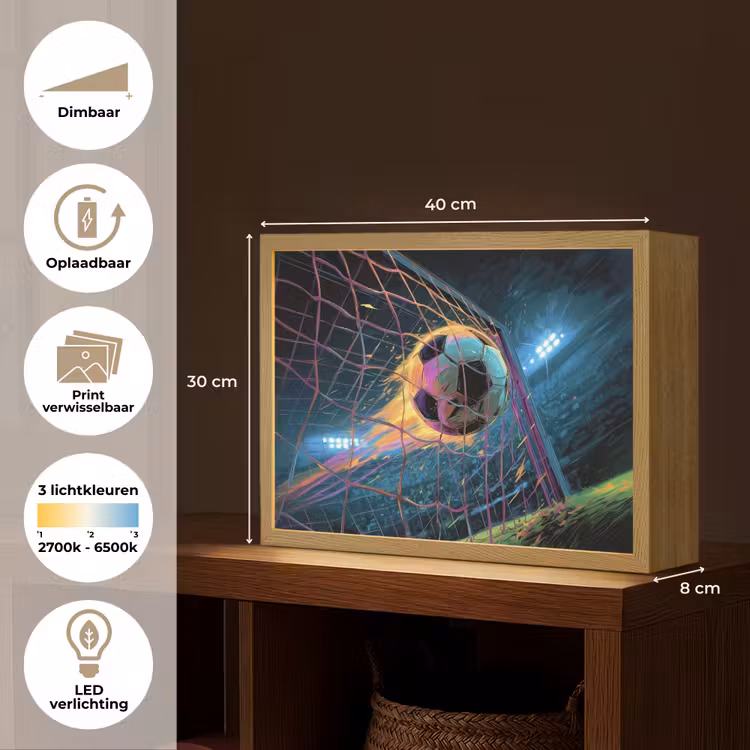 Goal - Voetbal - Vuur - Stadion Light Box met batterij (Wandlamp kind) middel -USP_websiteoverzichtNL