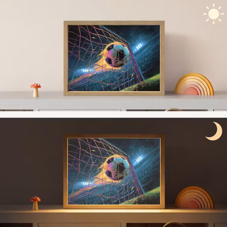 Goal - Voetbal - Vuur - Stadion Light Box met batterij (Wandlamp kind) middel -sfeer3_kind