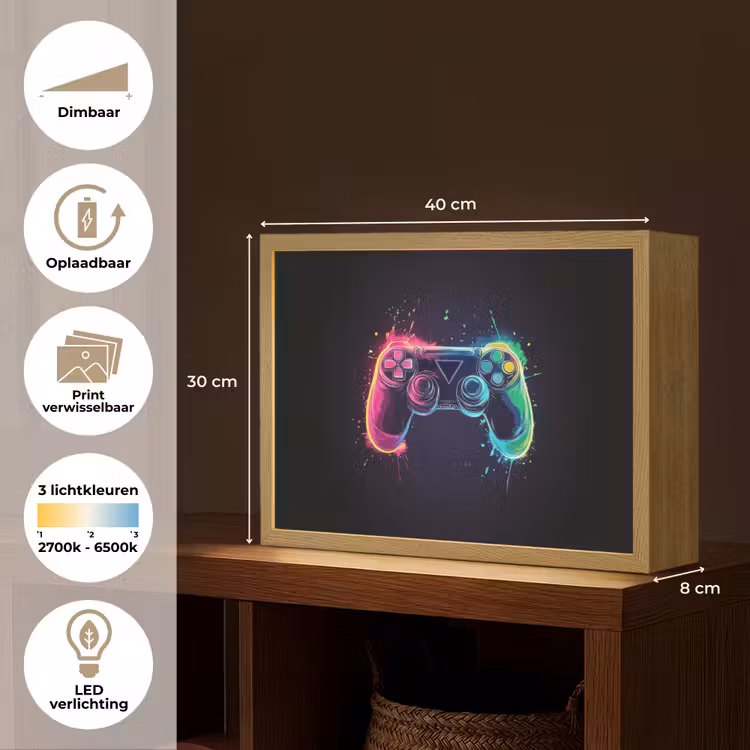 Grafisch - Controller - Neon - Verfspatten Light Box met batterij (Wandlamp kind) middel -USP_websiteoverzichtNL
