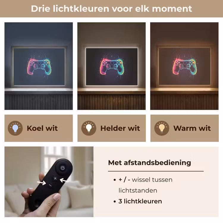 Grafisch - Controller - Neon - Verfspatten Light Box met batterij (Wandlamp kind) middel -USP_lichtkleurNL