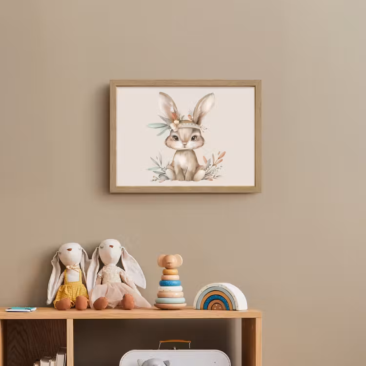 Haas - Dier - Bohemian - Pastel kleuren Light Box met batterij (Wandlamp kind) middel -sfeer2_kind