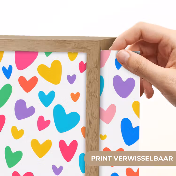 Hartjes - Kleurrijk - Patroon - Levendig Light Box met batterij (Wandlamp kind) middel -USP_websiteprintNL