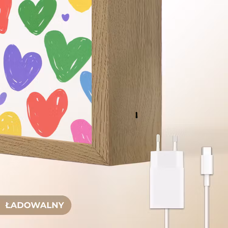 Hartjes - Patroon - Kleurrijk Light Box met batterij (Wandlamp kind) middel -USP_websiteoplaadbaarNL