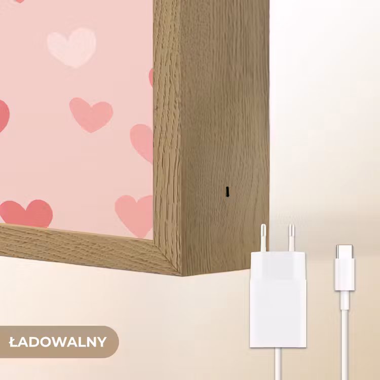 Hartjes - Patroon - Roze Light Box met batterij (Wandlamp kind) middel -USP_websiteoplaadbaarNL