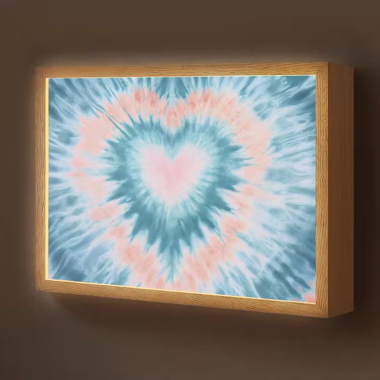 Hartvormig - Tie dye - Pasteltinten - Lichtgroen Light Box met batterij (Wandlamp kind) middel -z3d_website
