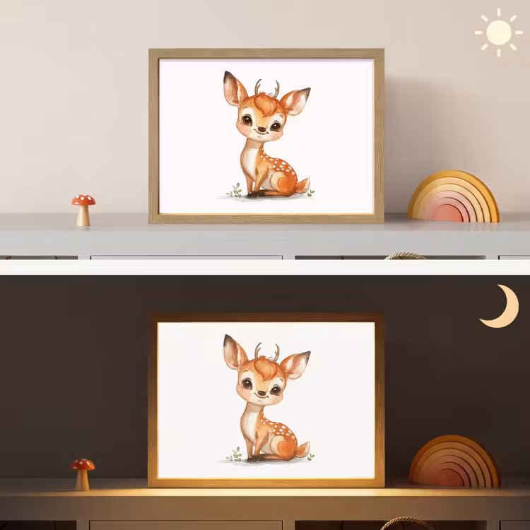 Hert - Baby - Dieren Light Box met batterij (Wandlamp kind) middel -sfeer3_kind