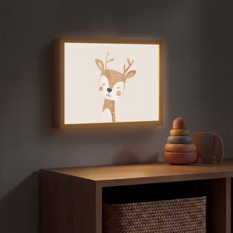 Hert - Bosdieren - Beige Light Box met batterij (Wandlamp kind) middel -sfeer5_kind