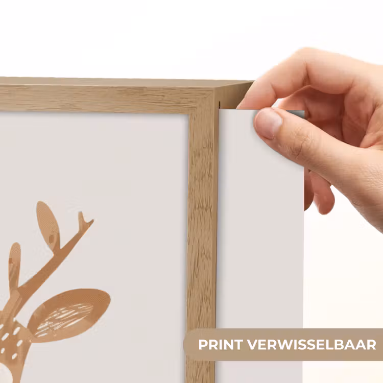 Hert - Bosdieren - Beige Light Box met batterij (Wandlamp kind) middel -USP_websiteprintNL