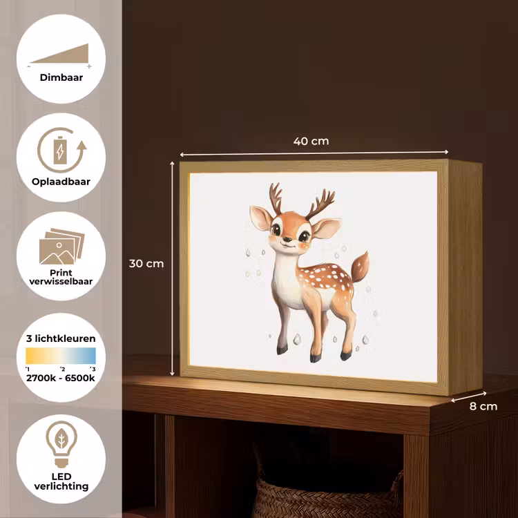 Hert - Dier - Bruin Light Box met batterij (Wandlamp kind) middel -USP_websiteoverzichtNL