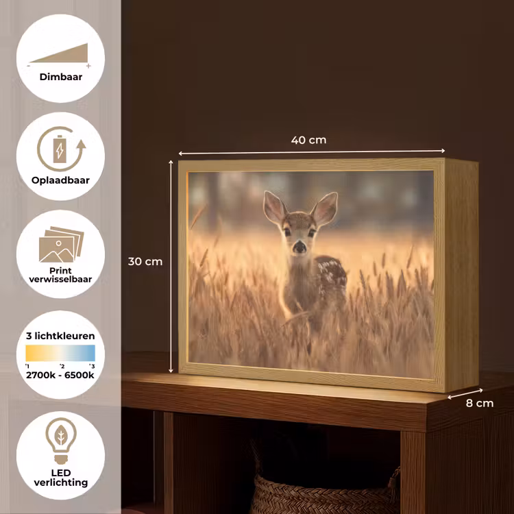 Hert - Graanveld - Bruin Light Box met batterij (Wandlamp kind) middel -USP_websiteoverzichtNL