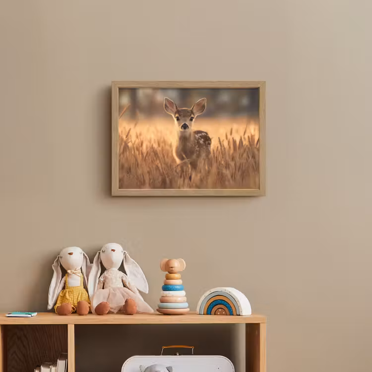 Hert - Graanveld - Bruin Light Box met batterij (Wandlamp kind) middel -sfeer2_kind