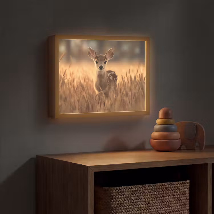 Hert - Graanveld - Bruin Light Box met batterij (Wandlamp kind) middel -sfeer5_kind