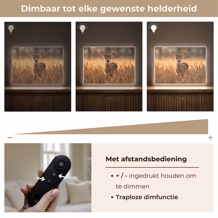 Hert - Graanveld - Bruin Light Box met batterij (Wandlamp kind) middel -USP_dimbaarNL