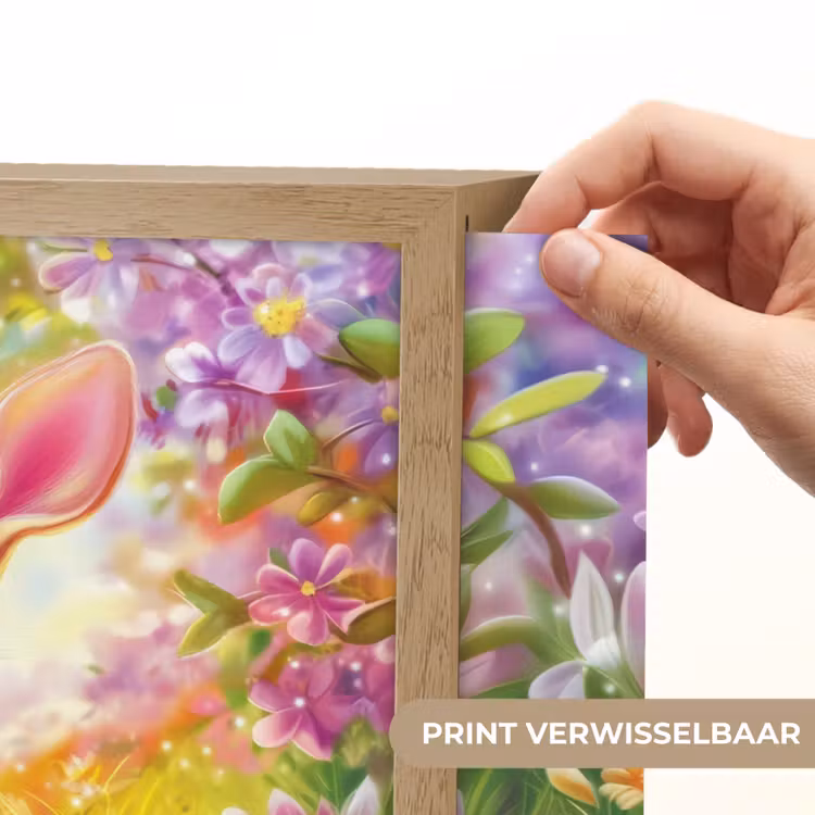 Hertje - Eekhoorn - Bloemenveld - Kleurrijk Light Box met batterij (Wandlamp kind) middel -USP_websiteprintNL
