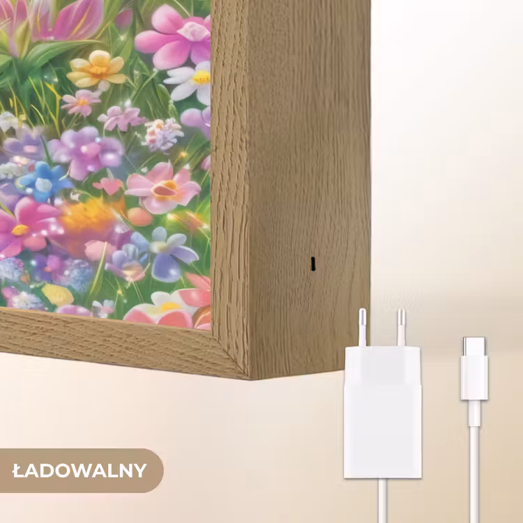 Hertje - Eekhoorn - Bloemenveld - Kleurrijk Light Box met batterij (Wandlamp kind) middel -USP_websiteoplaadbaarNL