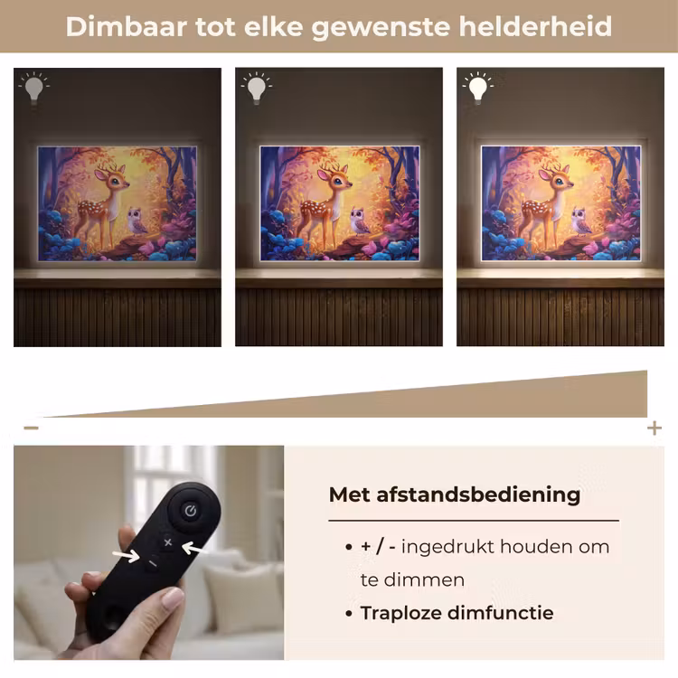 Hertje - Uil - Fantasie - Bos Light Box met batterij (Wandlamp kind) middel -USP_dimbaarNL