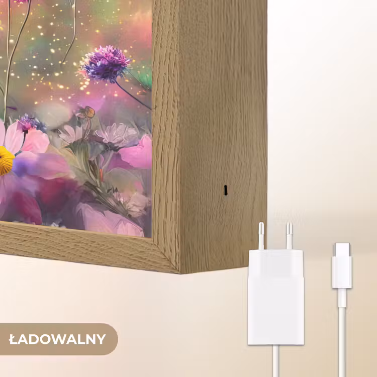 Hond - Bloemen - Natuur - Puppy - Bordercollie Light Box met batterij (Wandlamp kind) middel -USP_websiteoplaadbaarNL