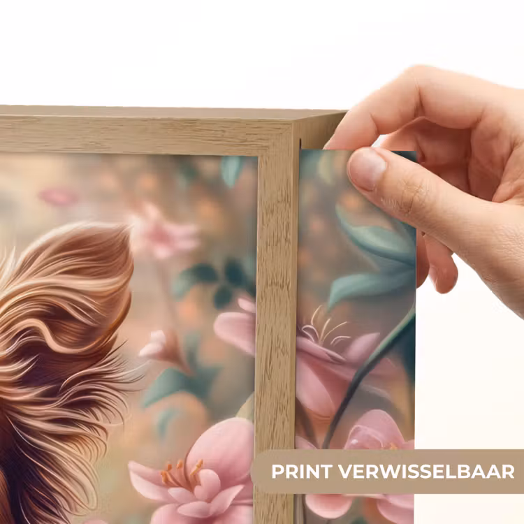 Hond - Bloemen - Roze Light Box met batterij (Wandlamp kind) middel -USP_websiteprintNL