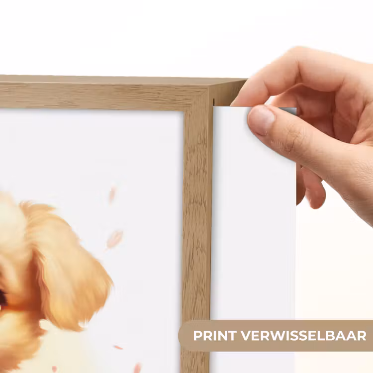 Hond - Bloemen - Roze - Meisjes - Kind Light Box met batterij (Wandlamp kind) middel -USP_websiteprintNL