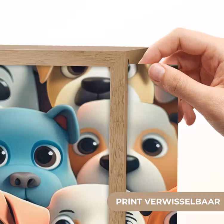 Hond - Dieren - Patronen - Bruin - Meiden - Jongens Light Box met batterij (Wandlamp kind) middel -USP_websiteprintNL