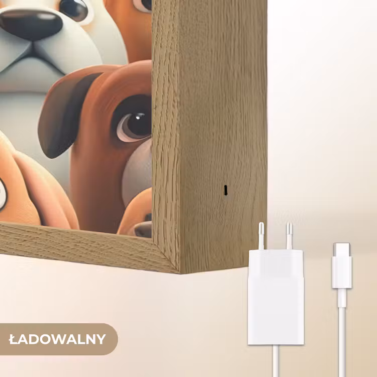 Hond - Dieren - Patronen - Bruin - Meiden - Jongens Light Box met batterij (Wandlamp kind) middel -USP_websiteoplaadbaarNL