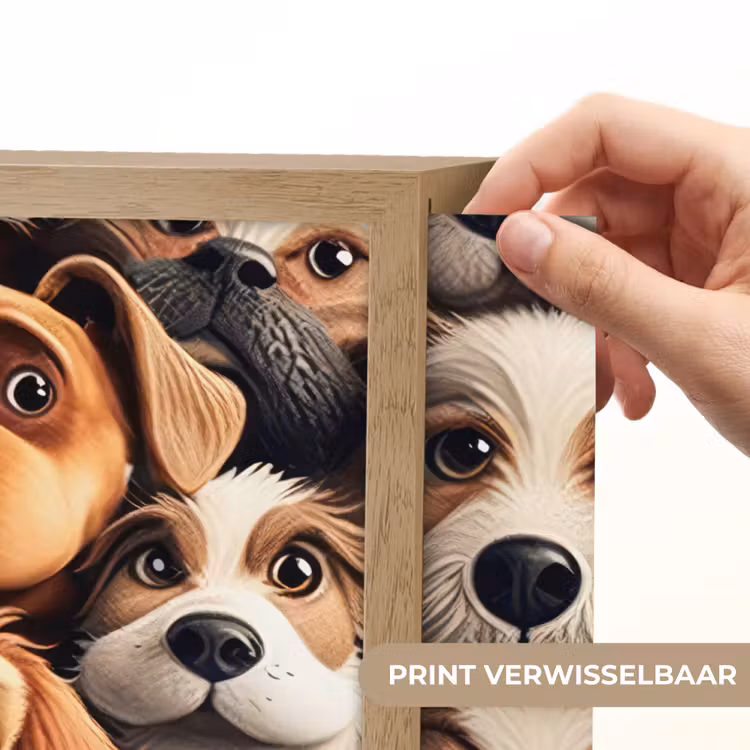 Hond - Patronen - Dieren - Bruin - Meisje - Jongen Light Box met batterij (Wandlamp kind) middel -USP_websiteprintNL
