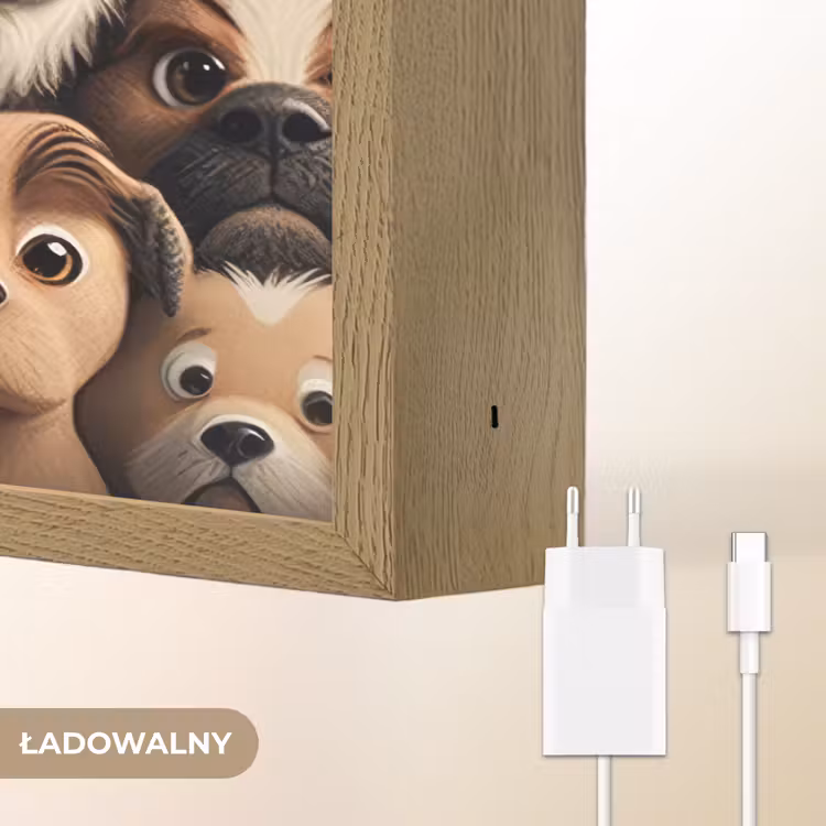 Hond - Patronen - Dieren - Bruin - Meisje - Jongen Light Box met batterij (Wandlamp kind) middel -USP_websiteoplaadbaarNL