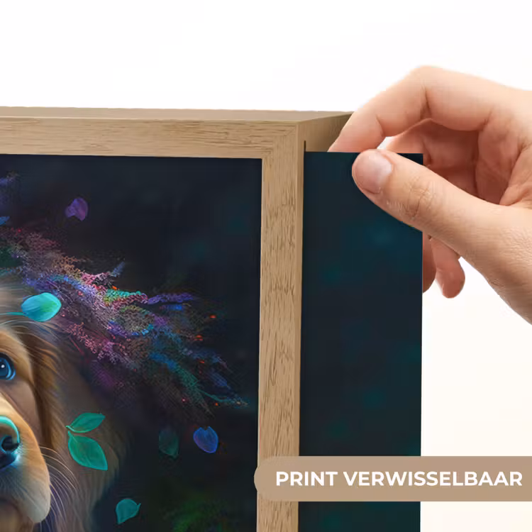 Hond - Puppy - Bloemen - Natuur - Golden retriever Light Box met batterij (Wandlamp kind) middel -USP_websiteprintNL