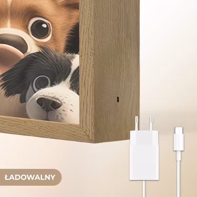 Honden - Dieren - Bruin - Zwart - Patronen - Kind Light Box met batterij (Wandlamp kind) middel -USP_websiteoplaadbaarNL