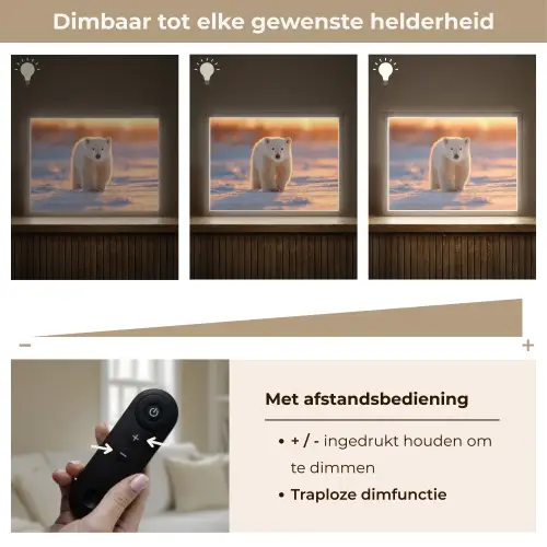 Ijsbeer - Sneeuw - Zonsopgang Light Box met batterij (Wandlamp kind) middel -USP_dimbaarNL