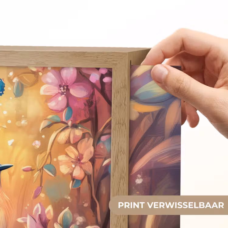 IJsvogel - Sprookjesbos - Roze - Bloemen Light Box met batterij (Wandlamp kind) middel -USP_websiteprintNL