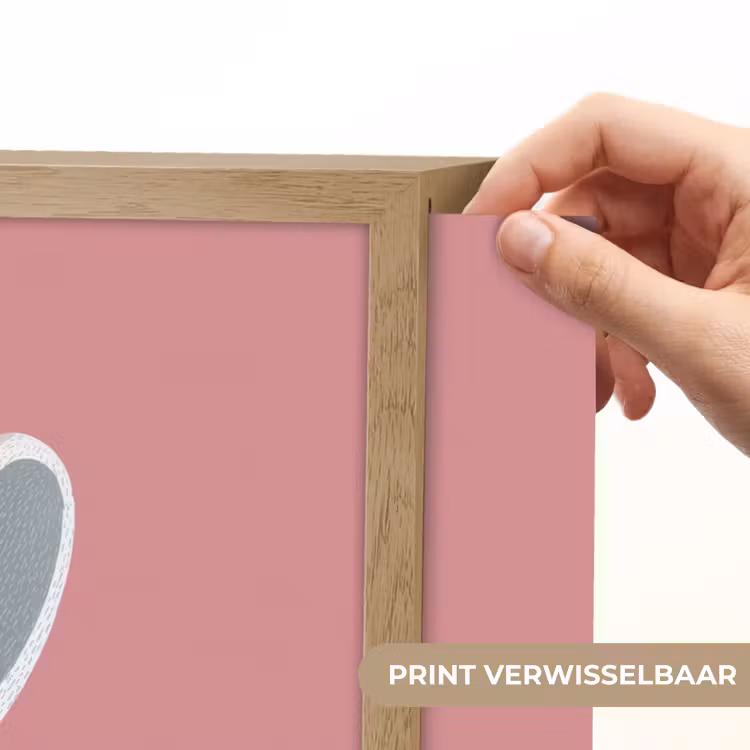 Illustratie - Konijn - Roze - Minimalistisch Light Box met batterij (Wandlamp kind) middel -USP_websiteprintNL
