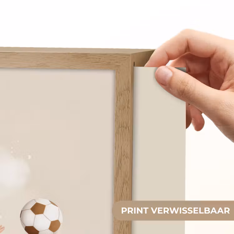 Jongen - Beige - Minimalistisch - Voetbal Light Box met batterij (Wandlamp kind) middel -USP_websiteprintNL