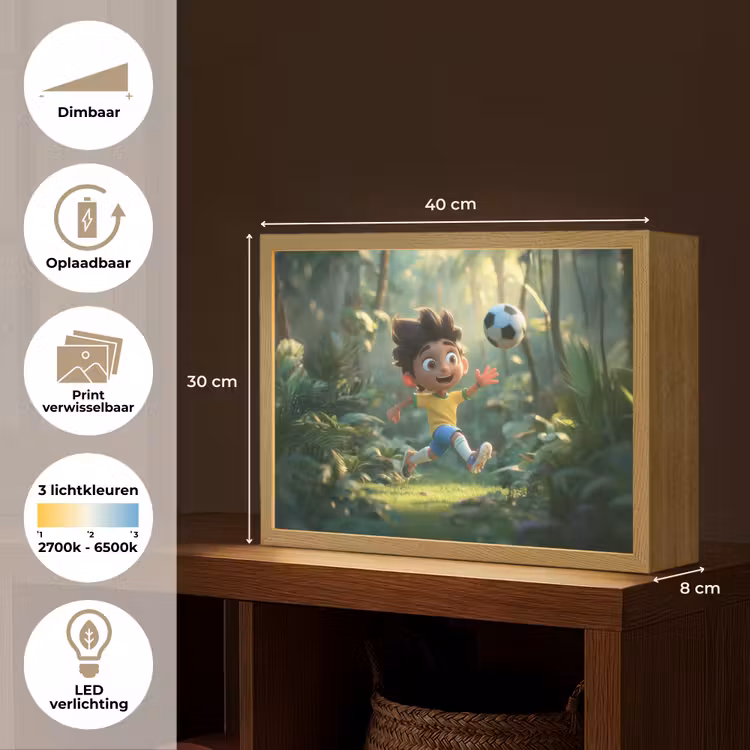 Jongen - Voetbal - Bos Light Box met batterij (Wandlamp kind) middel -USP_websiteoverzichtNL