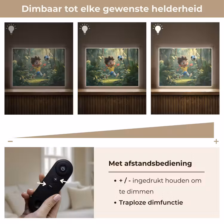 Jongen - Voetbal - Bos Light Box met batterij (Wandlamp kind) middel -USP_dimbaarNL