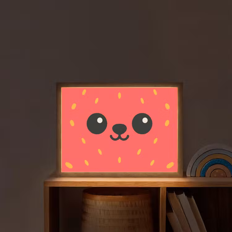 Kat - Aardbei - Cartoon Light Box met batterij (Wandlamp kind) middel -sfeer1_kind