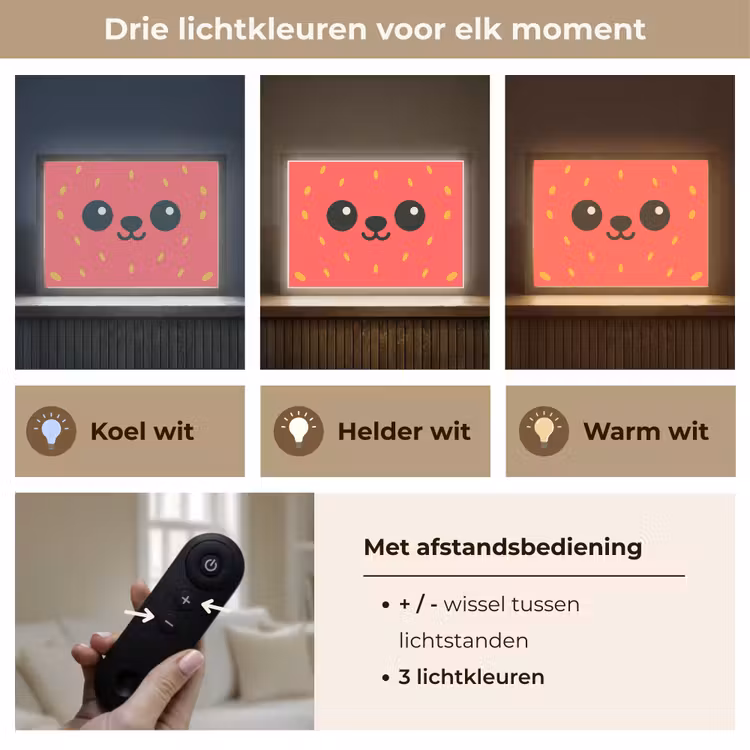 Kat - Aardbei - Cartoon Light Box met batterij (Wandlamp kind) middel -USP_lichtkleurNL