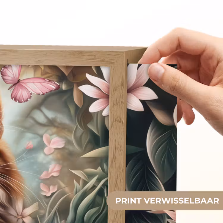 Kat - Bloemen - Vlinders - Roze Light Box met batterij (Wandlamp kind) middel -USP_websiteprintNL
