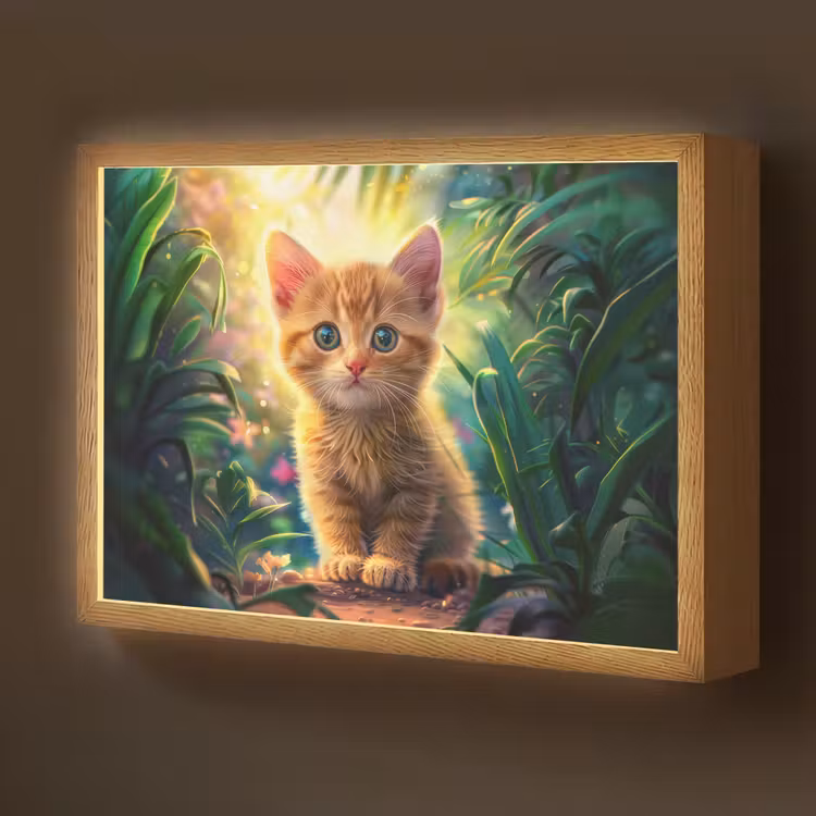 Kat - Huisdier - Natuur Light Box met batterij (Wandlamp kind) middel -z3d_website
