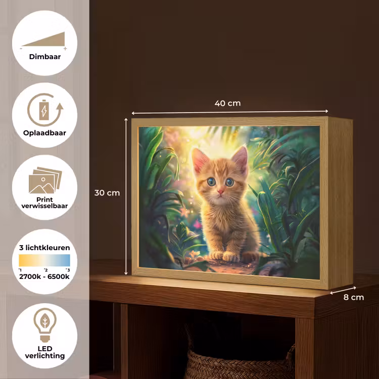 Kat - Huisdier - Natuur Light Box met batterij (Wandlamp kind) middel -USP_websiteoverzichtNL