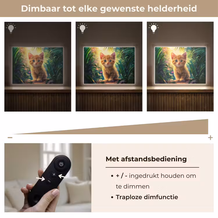 Kat - Huisdier - Natuur Light Box met batterij (Wandlamp kind) middel -USP_dimbaarNL