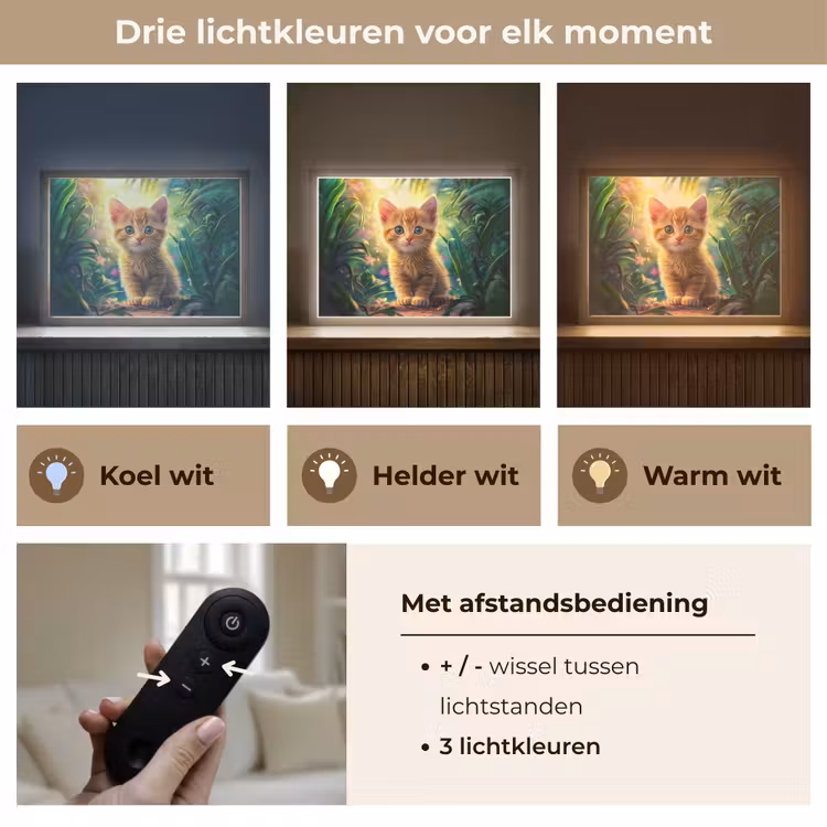 Kat - Huisdier - Natuur Light Box met batterij (Wandlamp kind) middel -USP_lichtkleurNL