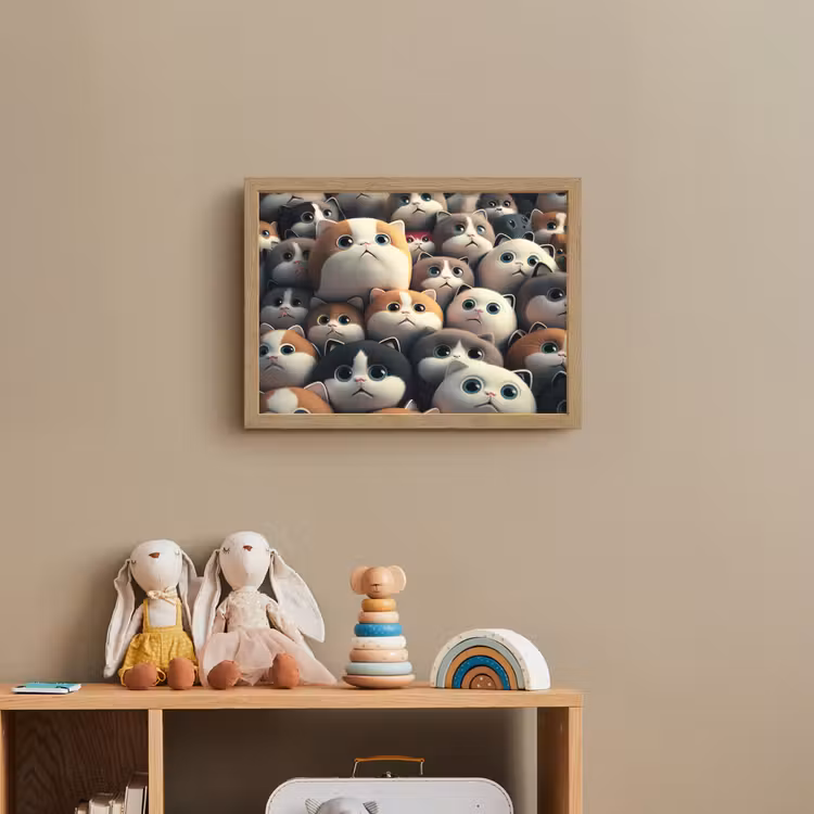 Kat - Huisdieren - Poes - Bruin - Grijs - Kinderen Light Box met batterij (Wandlamp kind) middel -sfeer2_kind