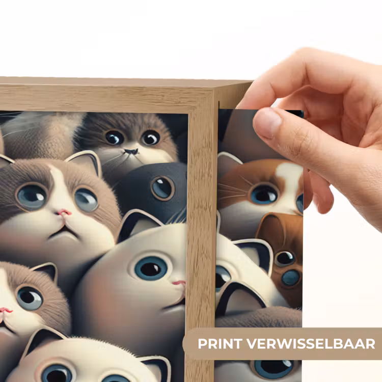 Kat - Huisdieren - Poes - Bruin - Grijs - Kinderen Light Box met batterij (Wandlamp kind) middel -USP_websiteprintNL
