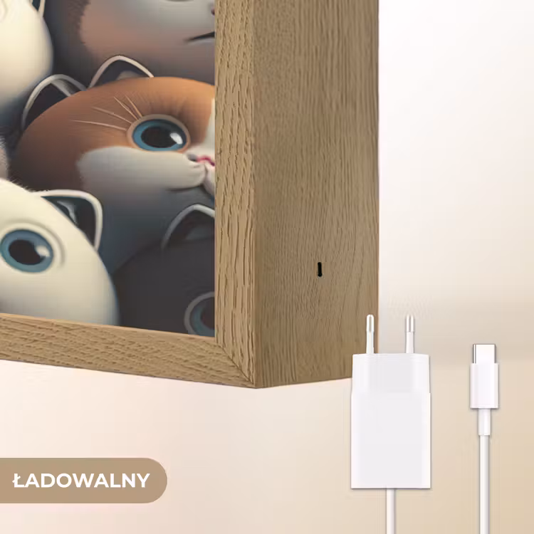 Kat - Huisdieren - Poes - Bruin - Grijs - Kinderen Light Box met batterij (Wandlamp kind) middel -USP_websiteoplaadbaarNL