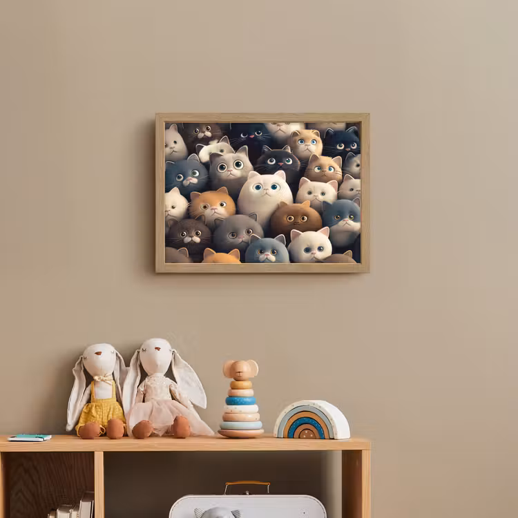 Katten - Dieren - Poes - Design - Meiden - Jongens Light Box met batterij (Wandlamp kind) middel -sfeer2_kind