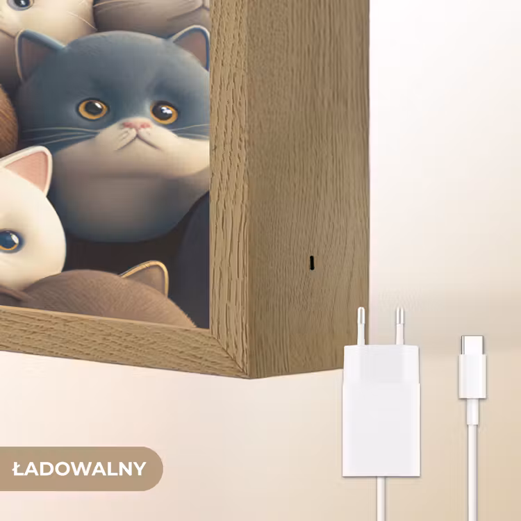 Katten - Dieren - Poes - Design - Meiden - Jongens Light Box met batterij (Wandlamp kind) middel -USP_websiteoplaadbaarNL