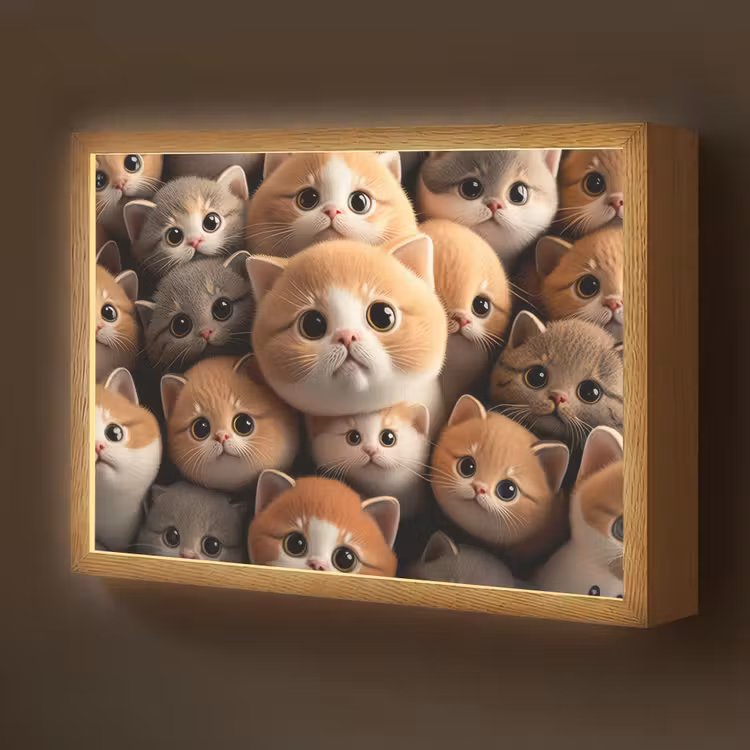 Katten - Huisdieren - Kitten - Design - Jongens - Meisjes Light Box met batterij (Wandlamp kind) middel -z3d_website